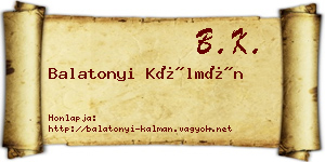 Balatonyi Kálmán névjegykártya